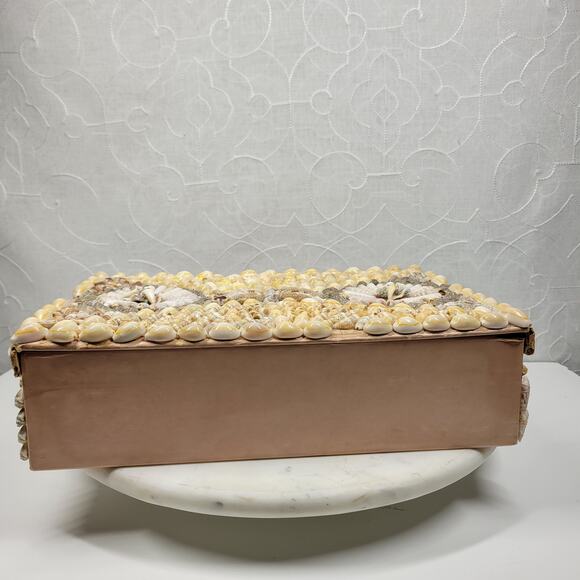 Vintage Shell Jewelry Box Satin Lined Handmade Coastal Trinket Organizer 12.5” - Picture 11 of 16